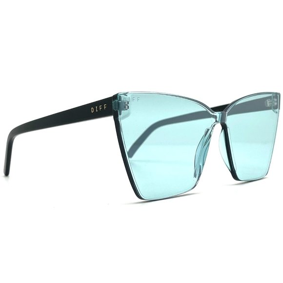 Goldie Sunglasses in Black Turquoise Mirror - Picture 2 of 3